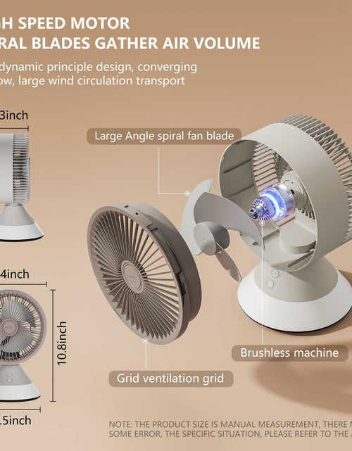 Load image into Gallery viewer, CIBAIL 10" Small Desk Fan USB-C Rechargeable 3 Speed 360° Tilt White
