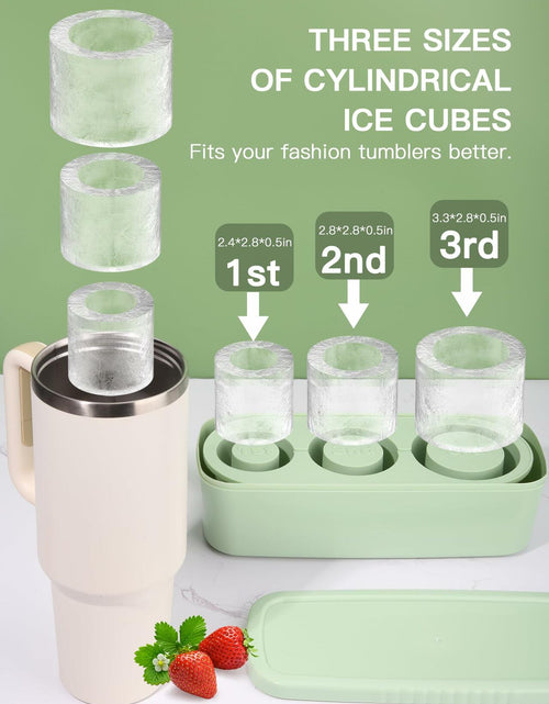 Load image into Gallery viewer, Ukulork Silicone Ice Cube Tray 3 Pcs Green Cylinder Mold 40Oz with Lid

