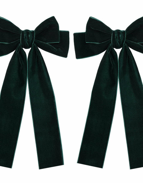Load image into Gallery viewer, Miroksh Velvet Ribbon Hair Bows Clips Dark Green 2pcs 5.5 Inch
