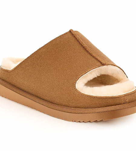 QXV Women's Slide Sandal Open-Toe Slip-On Brown Size 8