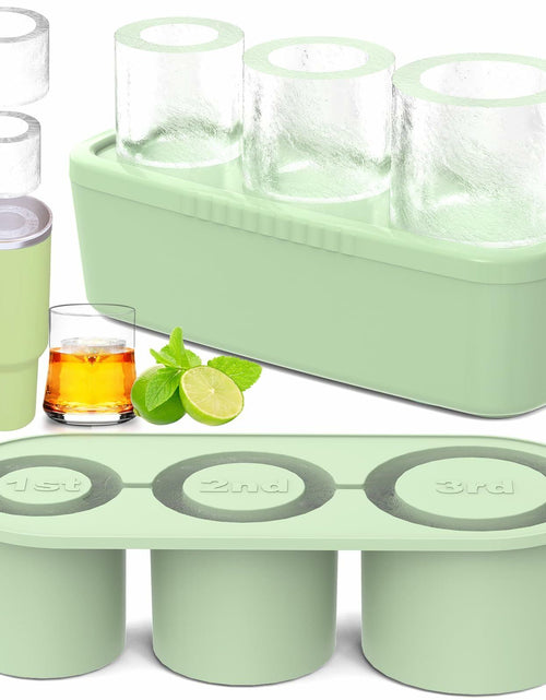 Load image into Gallery viewer, Ukulork Silicone Ice Cube Tray 3 Pcs Green Cylinder Mold 40Oz with Lid
