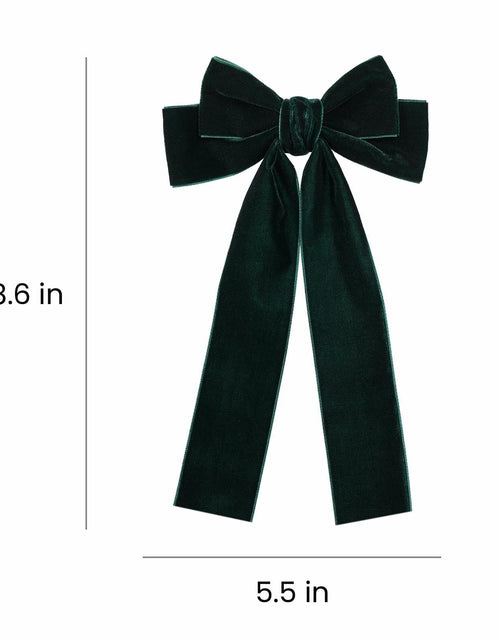 Load image into Gallery viewer, Miroksh Velvet Ribbon Hair Bows Clips Dark Green 2pcs 5.5 Inch

