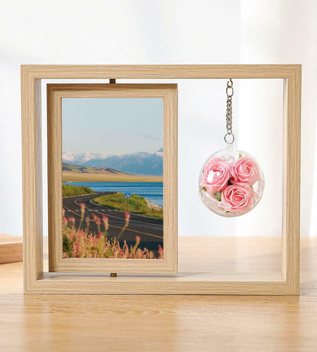 Beydodo 4x6 MDF Double-Sided Floating Photo Frame Tabletop Vertical 1 Pack