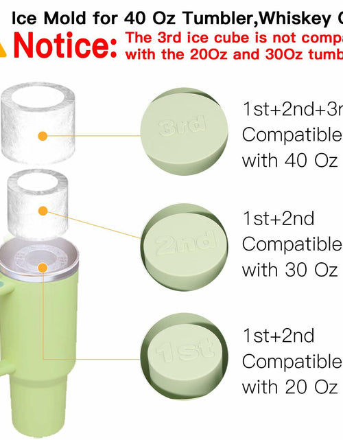 Load image into Gallery viewer, Ukulork Silicone Ice Cube Tray 3 Pcs Green Cylinder Mold 40Oz with Lid
