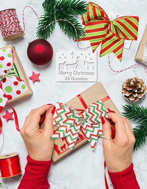 Load image into Gallery viewer, PEMIDA 12 Pcs Wave Stripe Christmas Bows 5 Inch Red Green Dots
