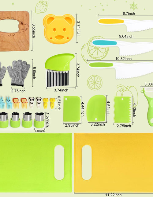 Load image into Gallery viewer, Suhctuptx 28PCS Toddler Knife Set Kids Kitchen Knives Crocodile Color Safe
