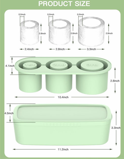 Load image into Gallery viewer, Ukulork Silicone Ice Cube Tray 3 Pcs Green Cylinder Mold 40Oz with Lid
