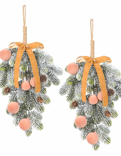 Load image into Gallery viewer, Super Holiday Christmas Decorations 2PCS Light Coffee Velvet Bow Balls Flocked
