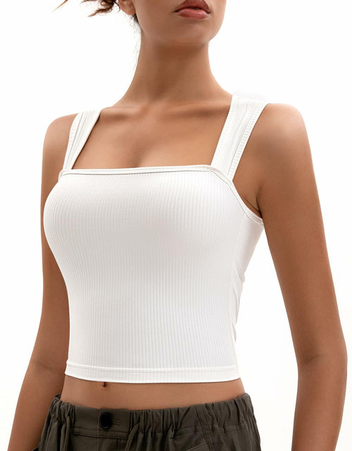 Load image into Gallery viewer, MOSSROZZ Crop Tank Top White Ribbed Athletic Slim Fit Sleeveless Size XS
