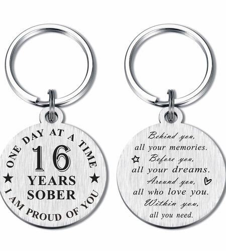 Alotozo 16 Year Sobriety Keychain AA Recovery Gift Men Women