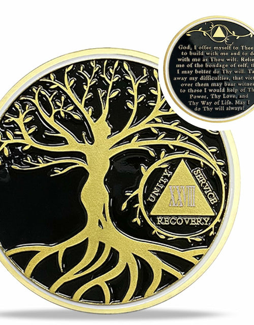 Load image into Gallery viewer, 28 Year Sobriety Coin Gold Tree of Life AA Chip Token Size 1-40
