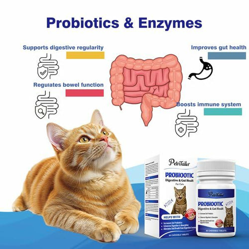 Load image into Gallery viewer, PetriTailor Probiotics for Cats Digestive Enzymes Prebiotics Gut Immune Support

