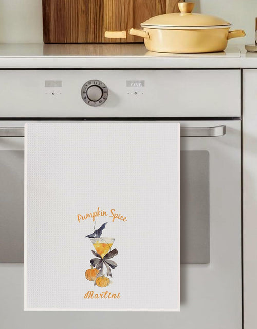 Load image into Gallery viewer, SereneHanctuary Halloween Pumpkin Martini Kitchen Towels Polyester 16x24 Inch
