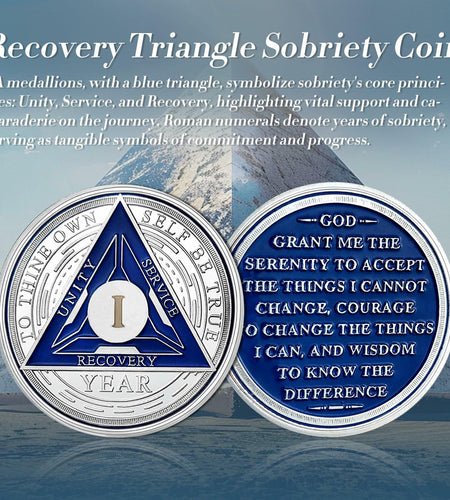 Recovery Triangle Sobriety Coin Silver Roman Numeral Size 1-40 NA AA