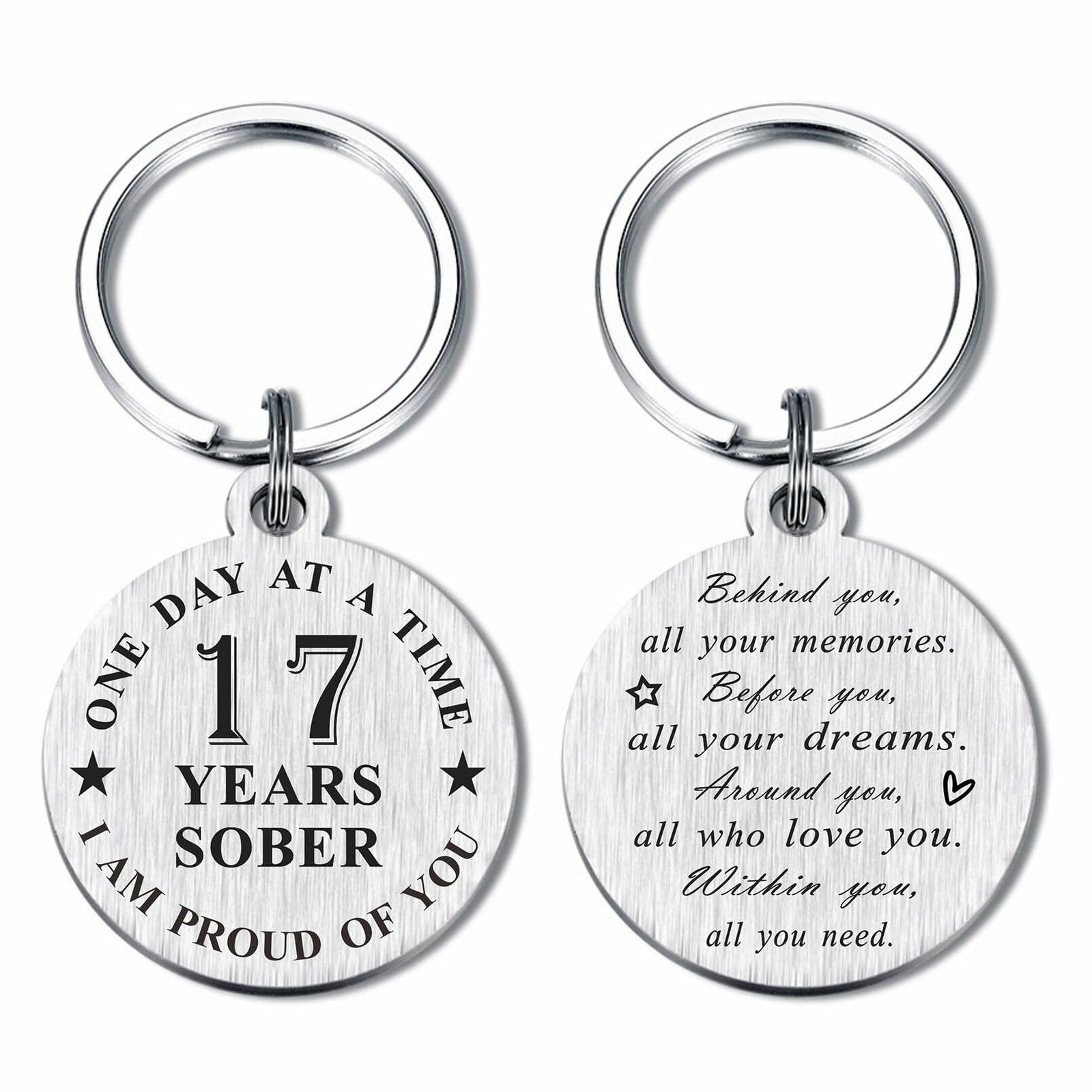 Alotozo 17 Year Sobriety Keychain AA Recovery Gift Men Women