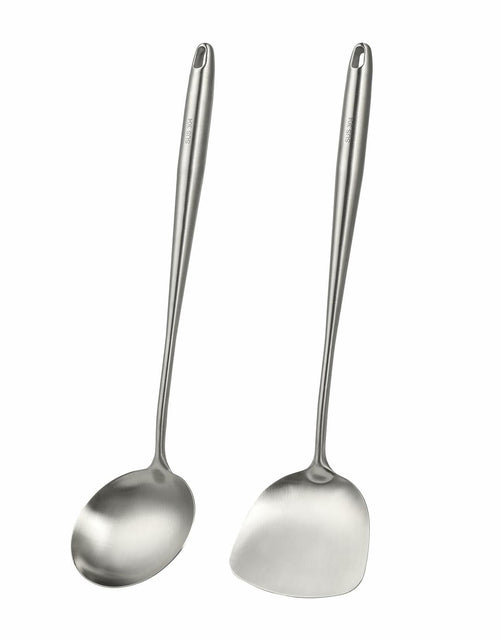 Load image into Gallery viewer, Generic Wok Spatula Set 17in 304 Stainless Steel Silver Asian Style
