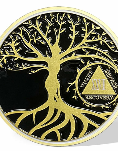 Load image into Gallery viewer, 28 Year Sobriety Coin Gold Tree of Life AA Chip Token Size 1-40

