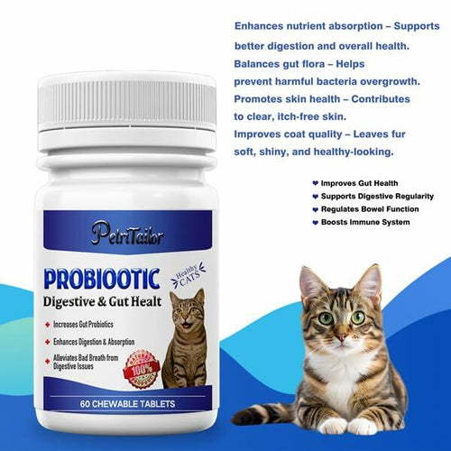Load image into Gallery viewer, PetriTailor Probiotics for Cats Digestive Enzymes Prebiotics Gut Immune Support
