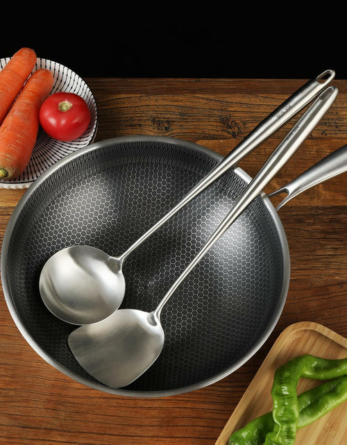 Load image into Gallery viewer, Generic Wok Spatula Set 17in 304 Stainless Steel Silver Asian Style
