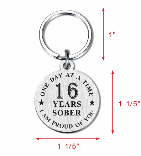 Alotozo 16 Year Sobriety Keychain AA Recovery Gift Men Women