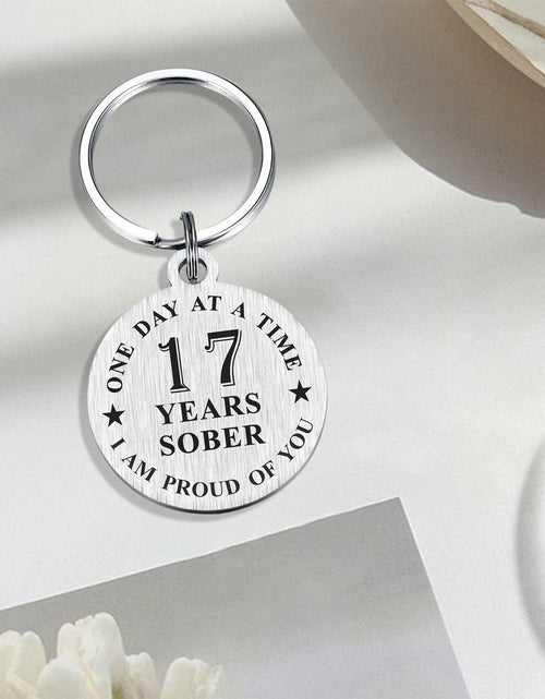 Load image into Gallery viewer, Alotozo 17 Year Sobriety Keychain AA Recovery Gift Men Women

