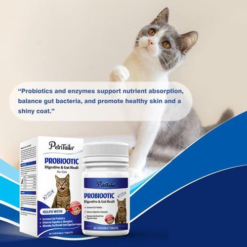 Load image into Gallery viewer, PetriTailor Probiotics for Cats Digestive Enzymes Prebiotics Gut Immune Support
