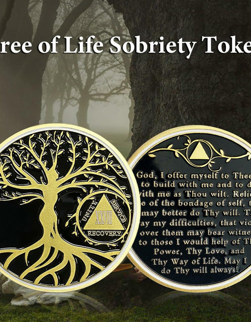 Load image into Gallery viewer, 28 Year Sobriety Coin Gold Tree of Life AA Chip Token Size 1-40
