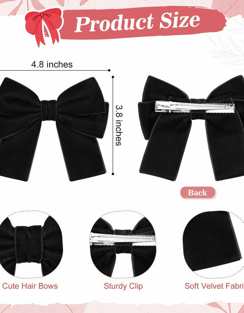Load image into Gallery viewer, Aileam 2PCS Velvet Hair Bows Ribbon Clips Black Beige Alligator Clips
