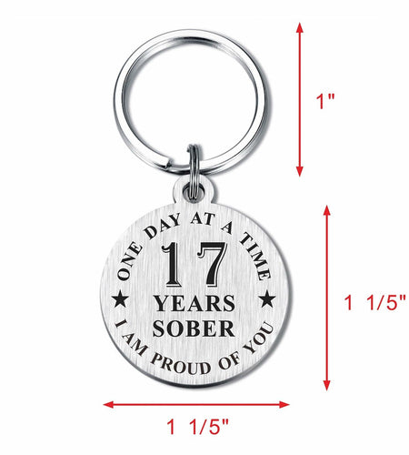 Alotozo 17 Year Sobriety Keychain AA Recovery Gift Men Women