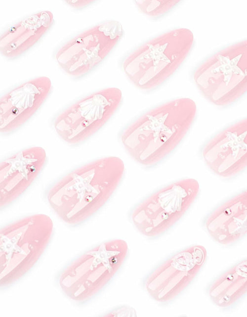 Load image into Gallery viewer, HPYFOI Beach Press On Nails Medium Almond 3D Starfish Shell Design 24 Pcs

