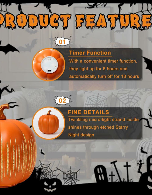 Load image into Gallery viewer, YCNASSS Thanksgiving Starry Night LED Pumpkin Lights Timer Orange Medium

