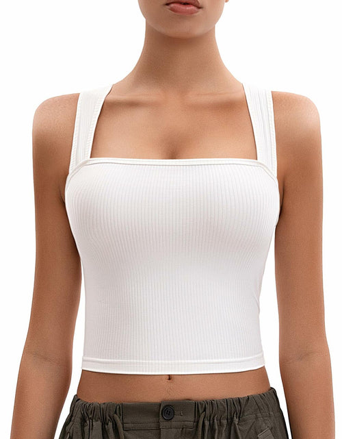 Load image into Gallery viewer, MOSSROZZ Crop Tank Top White Ribbed Athletic Slim Fit Sleeveless Size XS
