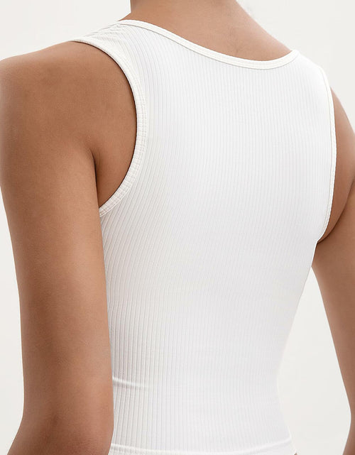 Load image into Gallery viewer, MOSSROZZ Crop Tank Top White Ribbed Athletic Slim Fit Sleeveless Size XS
