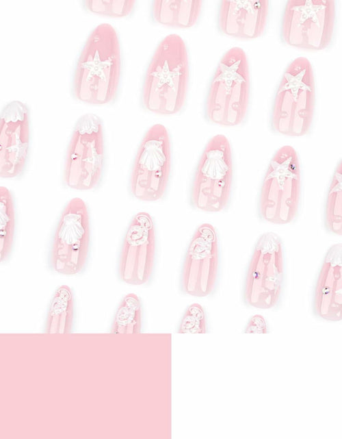 Load image into Gallery viewer, HPYFOI Beach Press On Nails Medium Almond 3D Starfish Shell Design 24 Pcs
