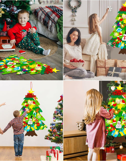 Load image into Gallery viewer, EMPOF Felt Christmas Tree 3.3ft DIY Set with Snowflake Lights &amp; 32 Ornaments
