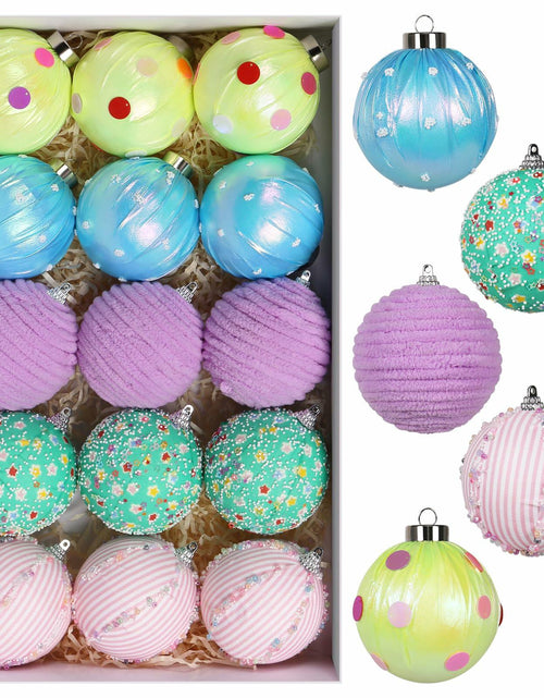 Load image into Gallery viewer, SY Super Bang 15PCS Christmas Ornaments Set 8CM Macaroon Colorful Plastic
