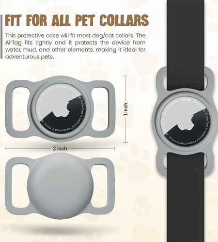 Turtle Den Airtag Dog Collar Holder Waterproof Rubber 2 Pack White