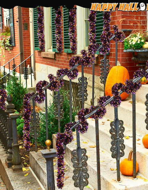Load image into Gallery viewer, Riceshoot Metallic Tinsel Garland 131.23ft Black Orange Purple Retro Color
