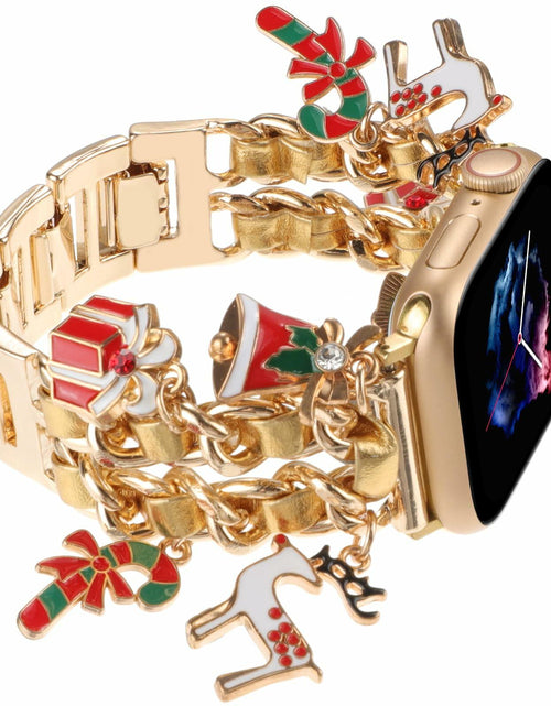 Load image into Gallery viewer, REALSIGN Metal Apple Watch Band Cuban Chain Christmas Bell Gold 42-45mm

