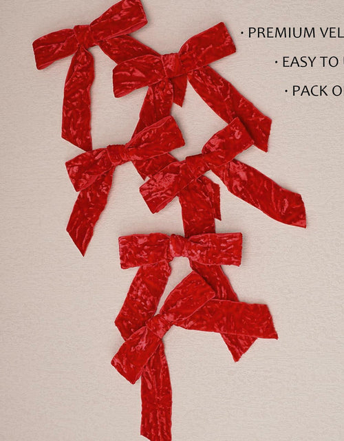 Load image into Gallery viewer, LaRibbons 24 Pcs Red Crinkled Velvet Bows 3.94x3.94 Vintage 1" Wide

