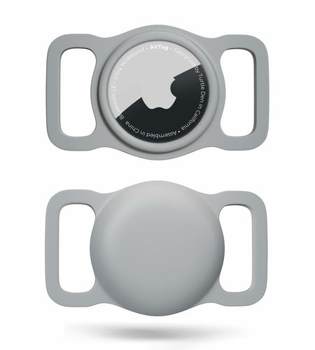 Turtle Den Airtag Dog Collar Holder Waterproof Rubber 2 Pack White