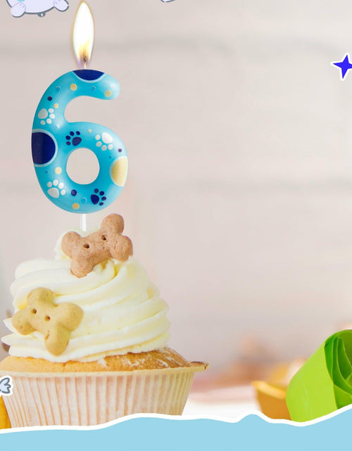 Load image into Gallery viewer, FUNCANDLE Blue Dog Paw Print Birthday Candle Number 2 Size 2 Blue
