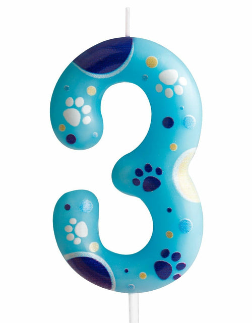 Load image into Gallery viewer, FUNCANDLE Blue Dog Paw Print Birthday Candle Number 2 Size 2 Blue
