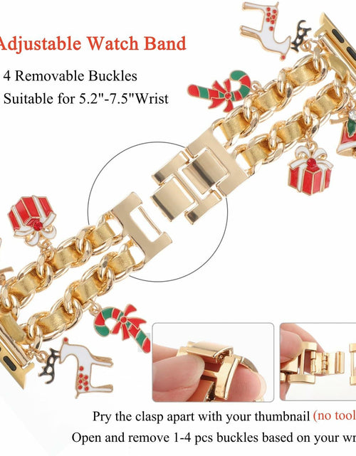 Load image into Gallery viewer, REALSIGN Metal Apple Watch Band Cuban Chain Christmas Bell Gold 42-45mm
