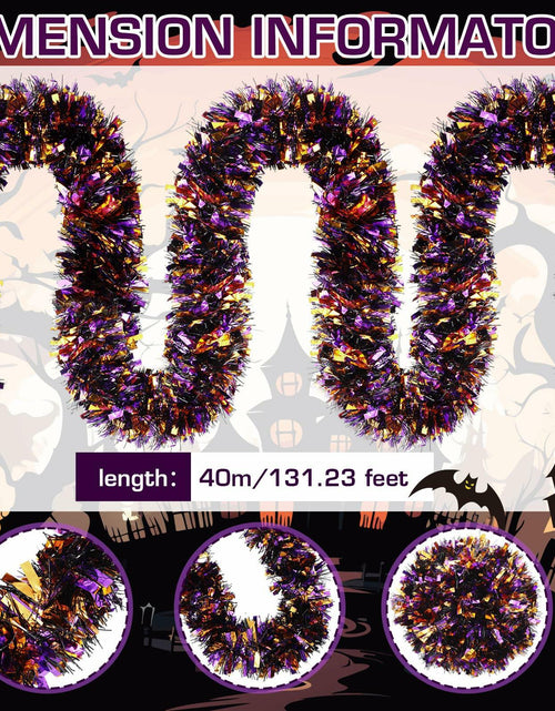 Load image into Gallery viewer, Riceshoot Metallic Tinsel Garland 131.23ft Black Orange Purple Retro Color
