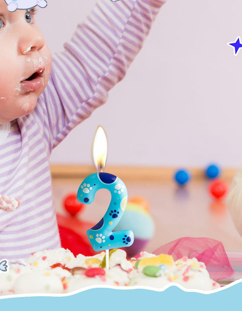 Load image into Gallery viewer, FUNCANDLE Blue Dog Paw Print Birthday Candle Number 2 Size 2 Blue
