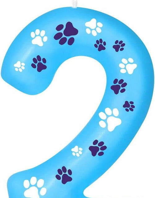 Load image into Gallery viewer, FUNCANDLE Blue Dog Paw Print Birthday Candle Number 2 Size 2 Blue
