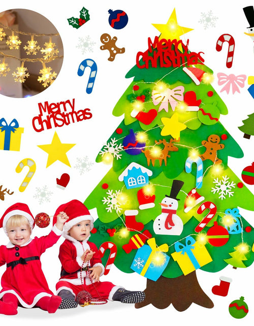 Load image into Gallery viewer, EMPOF Felt Christmas Tree 3.3ft DIY Set with Snowflake Lights &amp; 32 Ornaments
