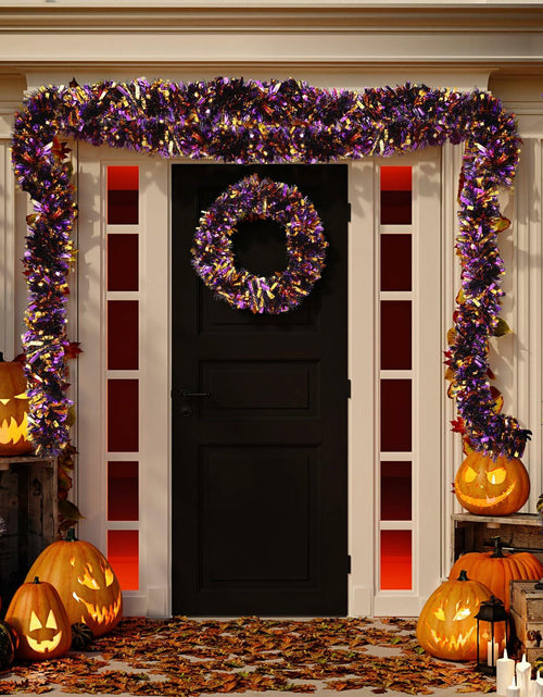 Load image into Gallery viewer, Riceshoot Metallic Tinsel Garland 131.23ft Black Orange Purple Retro Color
