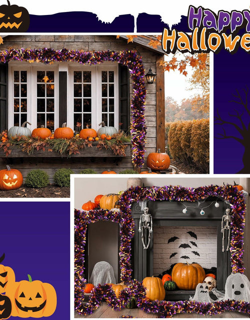Load image into Gallery viewer, Riceshoot Metallic Tinsel Garland 131.23ft Black Orange Purple Retro Color
